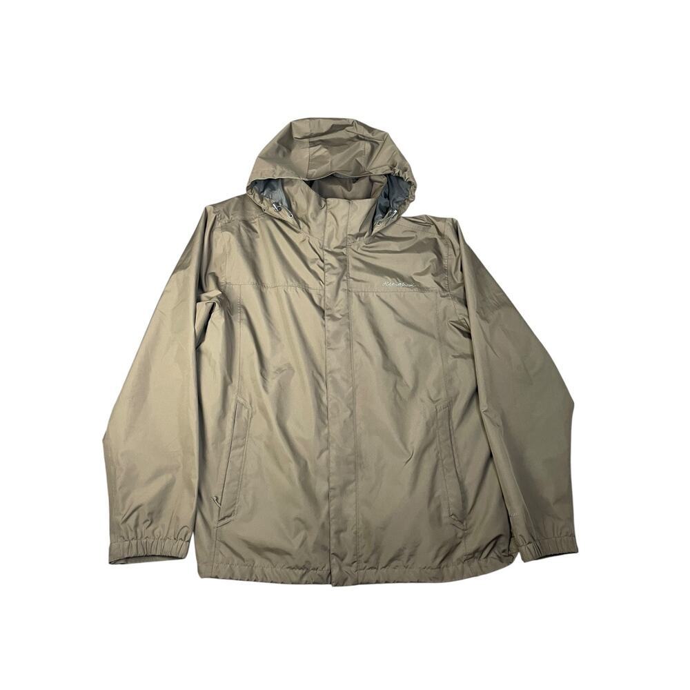 Eddie Bauer Men’s XL Weatheredge Brown Hooded Rain Jacket